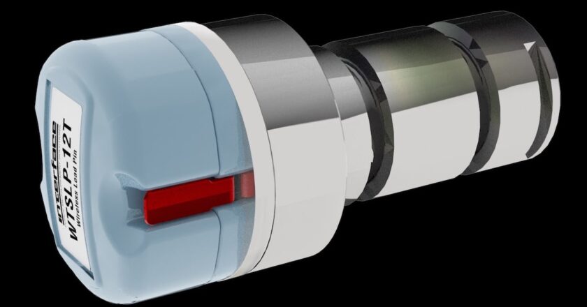 Interface Wireless Load Pin distributed by AMS for real-time crane load monitoring in water industry operations.