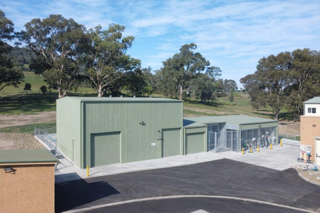 Exterior of North East Water’s upgraded Wodonga Water Treatment Plant building.